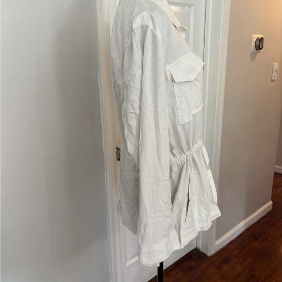 Style & Co Linen Blend Utility Jacket Women's Large White Button Front NWT - Picture 7 of 11